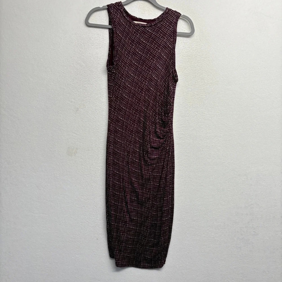 Loft Midi Tank Dress Wine Red Purple XS Stretchy Lined - Picture 1 of 7